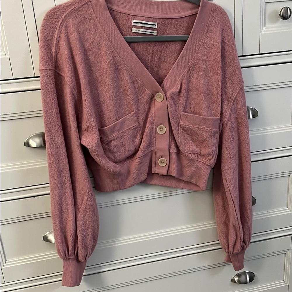Pink Button-Up Women's Sweater